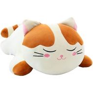 [아마존베스트]Elfishgo Cat Big Plush Hugging Pillow, Super Soft Kitten Kitty Stuffed Animals Toy Gifts for Kids, Girls, Bed, Christmas, Valentine 21.7 (Brown)