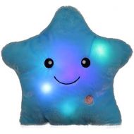 [아마존베스트]elfishgo Creative Twinkle Glowing Stars Shape Plush Throw Pillow, LED Night Light Pillow Cushions Stuffed Toys Gifts for Kids, Christmas (Blue)