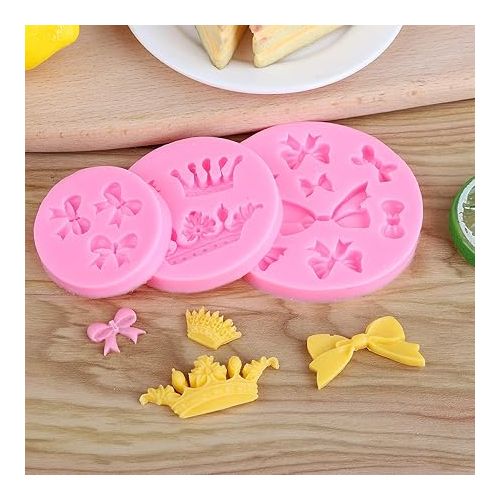  Bow Silicone Fondant Mold Crown Chocolate Candy Mold Cupcake Top Decoration, Pastry, Biscuit Decoration, Chocolate, Jewelry, DIY Craft Items, Birthday Parties.