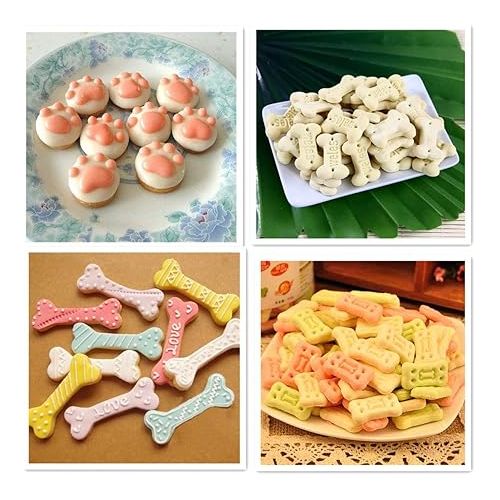  Dog Paw and Bone Shaped Silicone Mold, Non-Stick food Grade, Ice tray, Reusable Silicone Mold, Used for Chocolate, Candy, Cupcake, Pudding, Jelly, Puppy Biscuit (5 pcs)