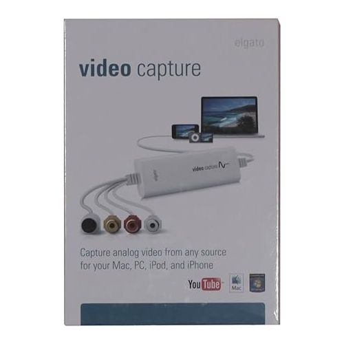  Elgato Video Capture - USB 2.0 Capture Card Device, Easy to Use, Convert Analog to Digital, with VHS VCR TV to DVD Adapter, for Mac, Windows or iPad