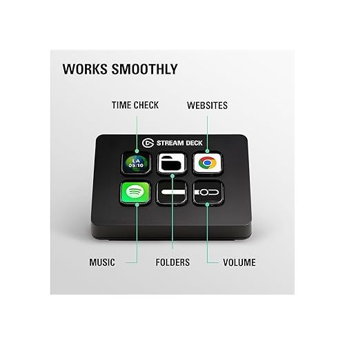  Elgato Stream Deck Mini - Control Zoom, Teams, PowerPoint, MS Office and More, Boost Productivity with Seamless Integration for Daily Apps, Set Up Shortcuts Easily, Compatible with Mac and PC