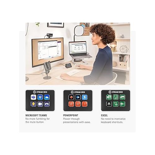  Elgato Stream Deck Mini - Control Zoom, Teams, PowerPoint, MS Office and More, Boost Productivity with Seamless Integration for Daily Apps, Set Up Shortcuts Easily, Compatible with Mac and PC