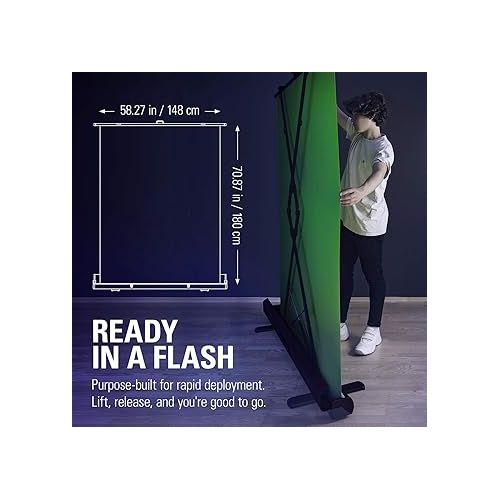  Elgato Green Screen - Collapsible Chroma Key Backdrop, Wrinkle-Resistant Fabric and Ultra-Quick Setup for background removal for Streaming, Video Conferencing, on Instagram, TikTok, Zoom, Teams, OBS