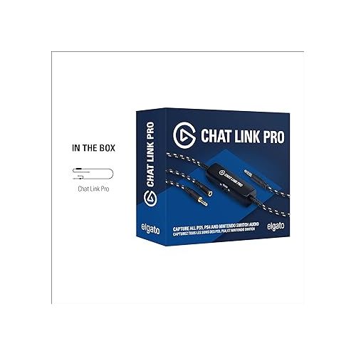 Elgato Chat Link Pro - Audio Adapter, for PS5, PS4, Nintendo Switch, Capture Voice Chat, Gameplay Sound, Extra Long Cable, Black
