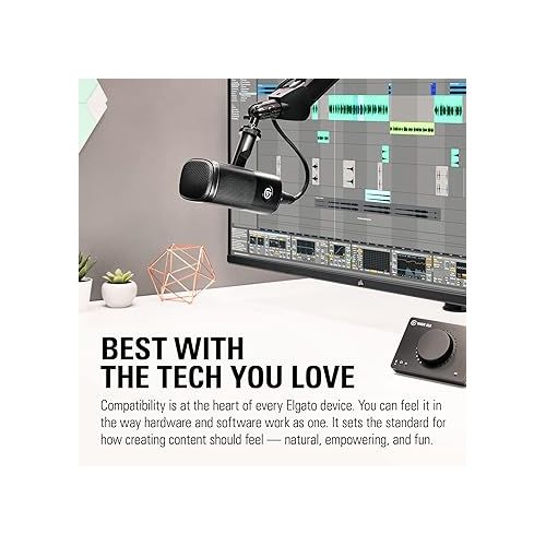  Elgato Wave DX - Dynamic XLR Microphone, Cardioid Pattern, Noise Rejection, Speech optimised for Podcasting, Streaming, Broadcasting, No Signal Booster Required, Works with Any Interface, for Mac, PC