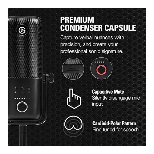  Elgato Pro Audio Set - Premium USB Condenser Microphone with Shock Mount, Pop Filter and Low Profile Mic Arm, for Streaming, Podcast, Gaming and Home Office, Free Mixer Software, for Mac, PC