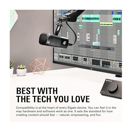  Elgato XLR Solution - Dynamic XLR Microphone, Audio Mixer for XLR Mic to USB-C, Noise Rejection, Digital Mixing Software for Podcasting, Streaming, Broadcasting for Mac, PC with 10ft/3m XLR Cable