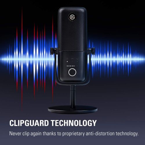  Elgato Wave:3 Premium USB Condenser Microphone and Digital Mixer for Streaming, Recording, Podcasting - Clipguard, Capacitive Mute, Plug & Play for PC / Mac