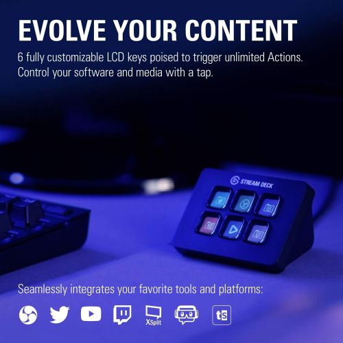 커세어 Corsair Elgato Stream Deck Mini - Live Content Creation Controller with 6 customizable LCD keys, for Windows 10 and macOS 10.11 or later