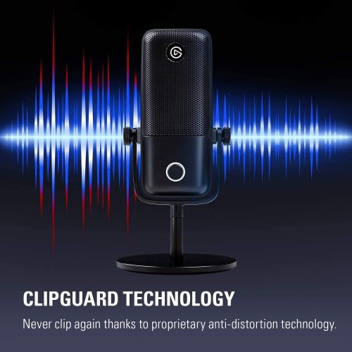  [아마존베스트]Elgato Wave:1 Premium USB Condenser Microphone and Digital Mixing Solution, Anti-Clipping Technology, TactileMute, Streaming and Podcasting