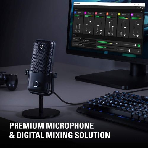  [아마존베스트]Elgato Wave:1 Premium USB Condenser Microphone and Digital Mixing Solution, Anti-Clipping Technology, TactileMute, Streaming and Podcasting