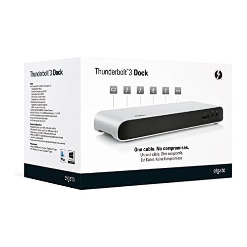 커세어 Corsair Elgato Thunderbolt 3 Dock - With 50 cm Thunderbolt cable, 40Gbs, dual 4K support, 2x Thunderbolt 3 (USB-C), 3x USB 3.0, audio input and output, Gigabit Ethernet, aluminum chassis