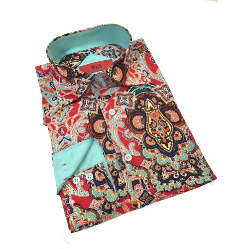  Elie Balleh Boys Milano Italy 2015 Multicolor Paisley Slim Fit Shirt by Elie Balleh