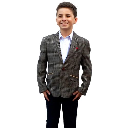  Elie Balleh Boys Milano Italy 2015 Style Brown and Blue Check Jacket Blazer by Elie Balleh