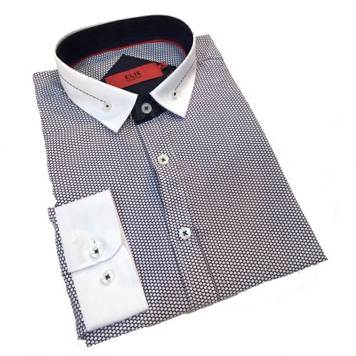  Elie Balleh Boys Milano Italy Black and White Graphic Slim Fit Shirt by Elie Balleh