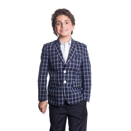  Elie Balleh Boys Milano Italy 2016 Style Slim Fit JacketBlazer in Navy and White Plaid by Elie Balleh