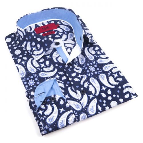  Elie Balleh Milano Italy Boys Blue Cotton Style Slim Fit Shirt by Elie Balleh