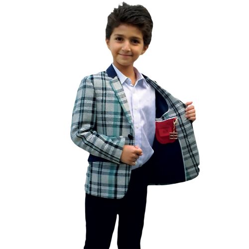  Elie Balleh Milano Boys Blue Plaid Jacket Blazer by Elie Balleh