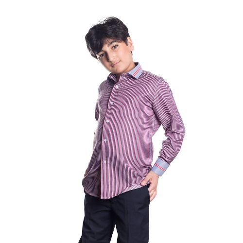  Elie Balleh Milano Italy Boys Red Stripe Slim Fit Shirt by Elie Balleh