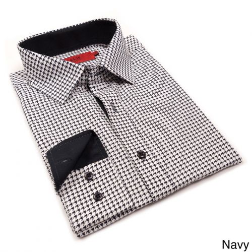  Elie Balleh Milano Italy Boys Houndstooth Slim Fit Shirt by Elie Balleh