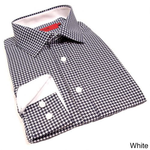  Elie Balleh Milano Italy Boys Houndstooth Slim Fit Shirt by Elie Balleh