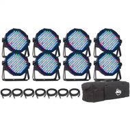 Eliminator Lighting MEGA FLAT PAK8 EP Kit with 8 Mega Par Profile EP LED Pars, 7 DMX Cables, and Carrying Bag