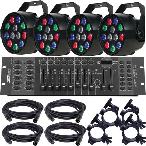  Eliminator Lighting Eliminator Mini Par RGBW LED Par Light 4-Pack wController & Accessories