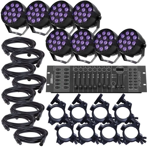  Eliminator Lighting Eliminator Mini Par UV LED Par Light 8-Pack wController & Accessories