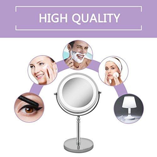  Elimko Magnifying Mirror, Tabletop Magnify 10x 7-Inch LED Makeup Mirror Double-Sided, Lighted 1x or 10x...