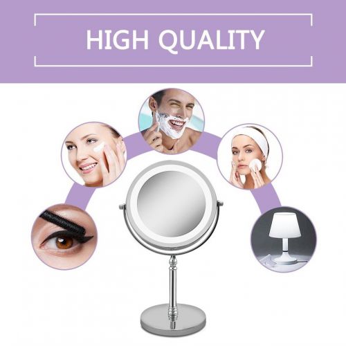  Elimko Magnifying Mirror, Tabletop Magnify 10x 7-Inch LED Makeup Mirror Double-Sided, Lighted 1x or 10x...