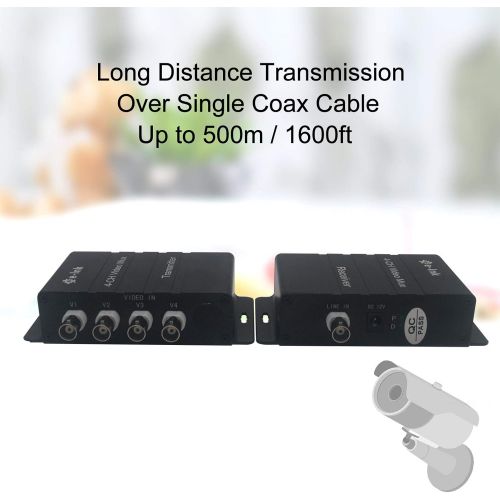  [아마존베스트]E-link 4Ch CCTV Video Multiplexer Over 1 Coaxial Cable for Standard Analog Cameras (Black 4 Ch)