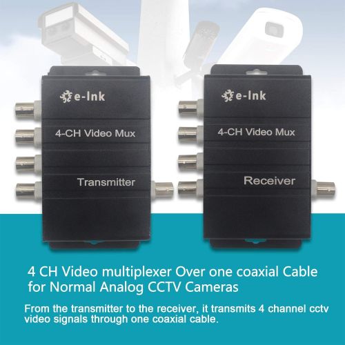  [아마존베스트]E-link 4Ch CCTV Video Multiplexer Over 1 Coaxial Cable for Standard Analog Cameras (Black 4 Ch)