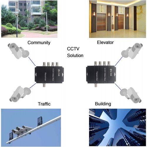  [아마존베스트]E-link 4Ch CCTV Video Multiplexer Over 1 Coaxial Cable for Standard Analog Cameras (Black 4 Ch)