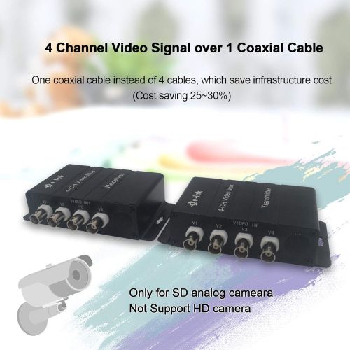  [아마존베스트]E-link 4Ch CCTV Video Multiplexer Over 1 Coaxial Cable for Standard Analog Cameras (Black 4 Ch)