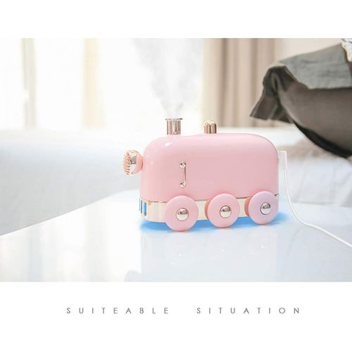  E-link Mini Train USB Humidifier, Desktop Mute Mini Personal Portable Small Humidifier, Ultra Quiet LED Night Light Function USB Small Diffuser for Office, Bedroom, Auto Shut-Off, 300ML