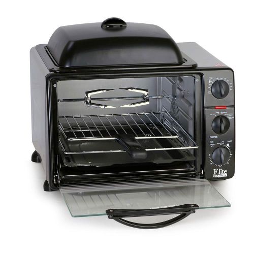  Elite Cuisine ERO-2008S Pro 23 Liter Toaster Oven wRotisserie & GrillGriddle