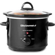 Elite Gourmet MST-350B Electric Slow Cooker, Adjustable Temp, Entrees, Sauces, Stews & Dips, Dishwasher Safe Glass Lid & Crock (3 Quart, Black)