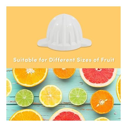  Elite Gourmet ETS-411 BPA-Free Electric Citrus Juicer Extractor: Compact Large Volume Pulp Control Oranges, Lemons, Limes, Grapefruits with Easy Pour Spout, 16 oz, White