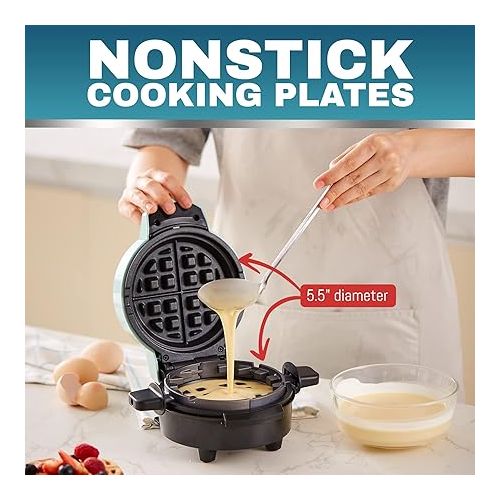  Elite Gourmet EWM380M Nonstick Fluffy Stuffed Waffle Maker, 1.5-Inch Jumbo Thick Waffles, Hash Browns, Keto, Snacks, Sandwich, Eggs, Easy to Clean, Mint