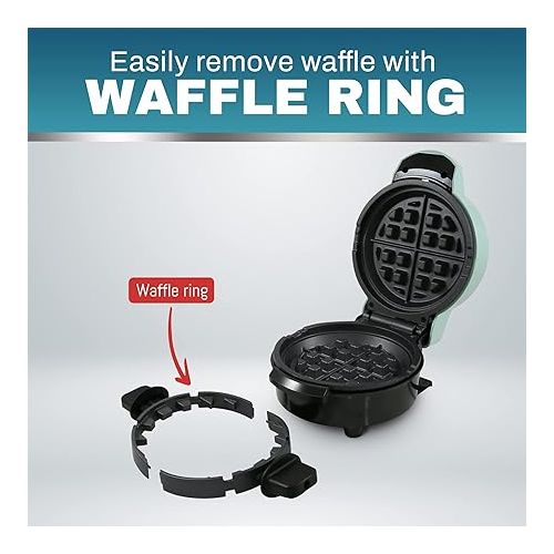  Elite Gourmet EWM380M Nonstick Fluffy Stuffed Waffle Maker, 1.5-Inch Jumbo Thick Waffles, Hash Browns, Keto, Snacks, Sandwich, Eggs, Easy to Clean, Mint