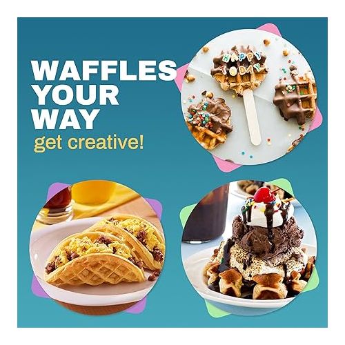  Elite Gourmet EWM460 Nonstick Rotating Flip Belgian Waffle Maker, 1.25-Inch Thick Waffles, Hash Browns, Keto, Snacks, Sandwich, Eggs, Easy to Clean, Black, 5 Inch