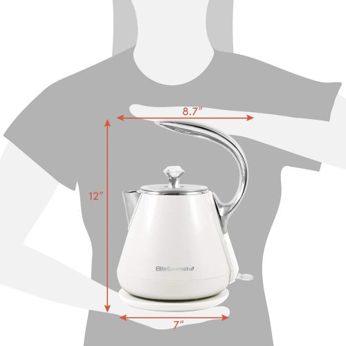  Maxi-Matic EKT-1203W Double Wall Insulated Cool Touch Electric Water Tea Kettle with BPA Free Stainless Steel Interior and Auto Shut-Off, 1.2L, White Ivory