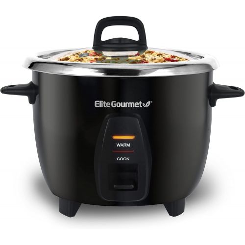  Elite Gourmet ERC-2010B Electric Rice Cooker with Stainless Steel Inner Pot Makes Soups, Stews, Porridges, Grains and Cereals, 10 cups cooked (5 Cups uncooked), Black