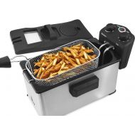 Elite Gourmet EDF-3500 Electric Immersion Deep Fryer. Removable Basket, Timer Control Adjustable Temperature, Lid with Viewing Window and Odor Free Filter,Stainless Steel,3.5 Quart