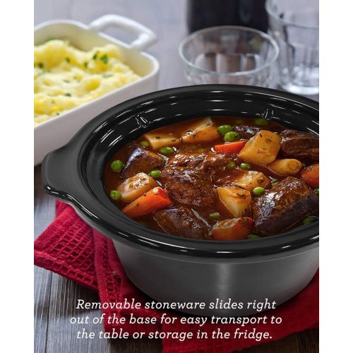  Maxi-Matic Elite Cuisine MST-275XR Electric Slow Cooker, Adjustable Temp, Entrees, Sauces, Stews & Dips, Dishwasher-Safe Glass Lid & Ceramic Pot, 2Qt Capacity, Metallic Red: Kitchen & Dining