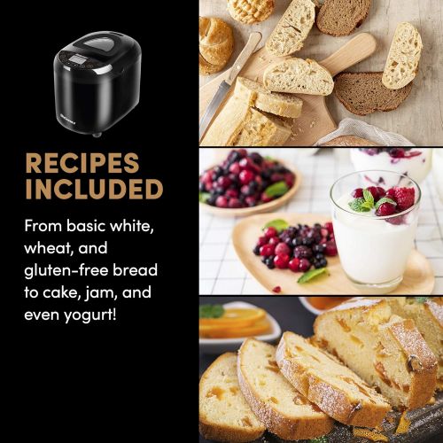  [아마존베스트]Elite Gourmet Maxi-Matic EBM8103B Programmable Bread Maker Machine, 3 Loaf Sizes, 19 Menu Functions Gluten Free White Wheat Rye French and more, 2 Lb, Black