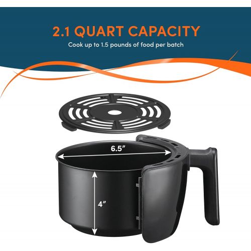  [아마존베스트]Elite Gourmet EAF-0201 Personal 2.1 Qt. Compact Space Saving Electric Hot Air Fryer Oil-Less Healthy Cooker, Timer & Temperature Controls, PFOA/PTFE Free, 1000W, Quart, Black