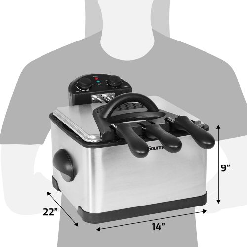  [아마존베스트]Elite Gourmet 1700-Watt Stainless-Steel Triple Basket Electric Deep Fryer with Timer and Temperature Knobs, 4.2L/17-Cup