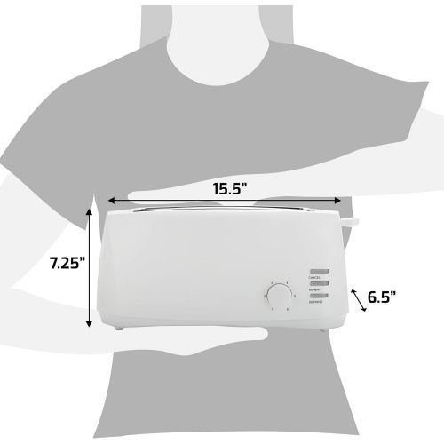  [아마존베스트]Elite Gourmet ECT-4829 Maxi-Matic 4 Slice Long Toaster 6 Toast Settings, Defrost, Reheat, Cancel Functions, Extra Wide 1.5 Slots for Bagels Waffles, Slide Out Crumb Tray, White